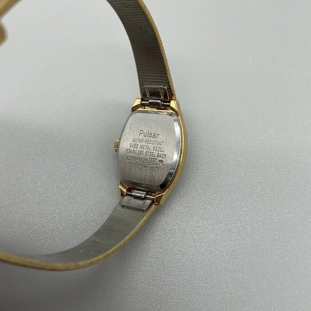 Vintage Pulsar Womens Watch 17mm Champagne Dial Gold Tone New Battery 6.75